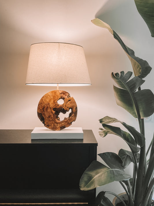 Lampe bois d'olivier massif