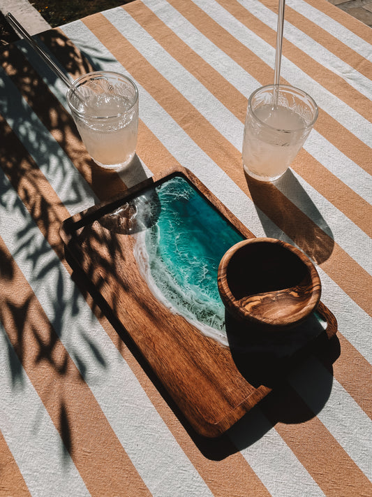 Plateau acacia résine epoxy écume