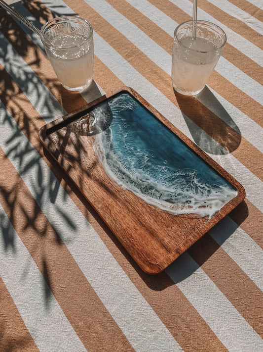 Plateau acacia résine epoxy écume