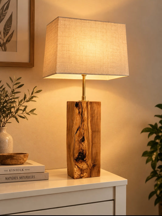 Lampe massif en bois d'olivier